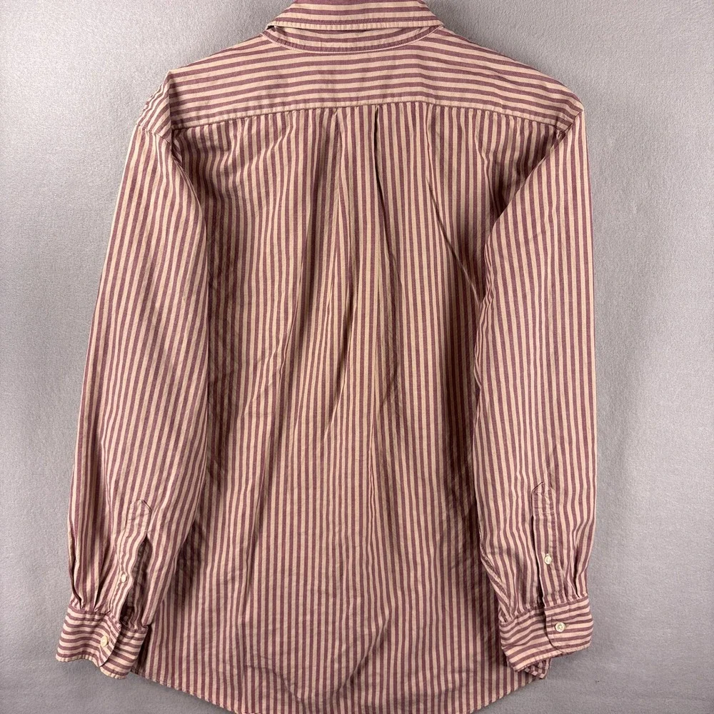 Vintage Lands End Oxford Button Down 16.5/35 Pinpoint Striped Clay Red OCBD